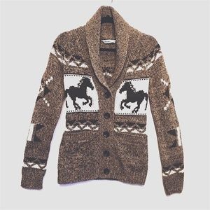 Bluenotes cardigan, horse & western theme, pockets